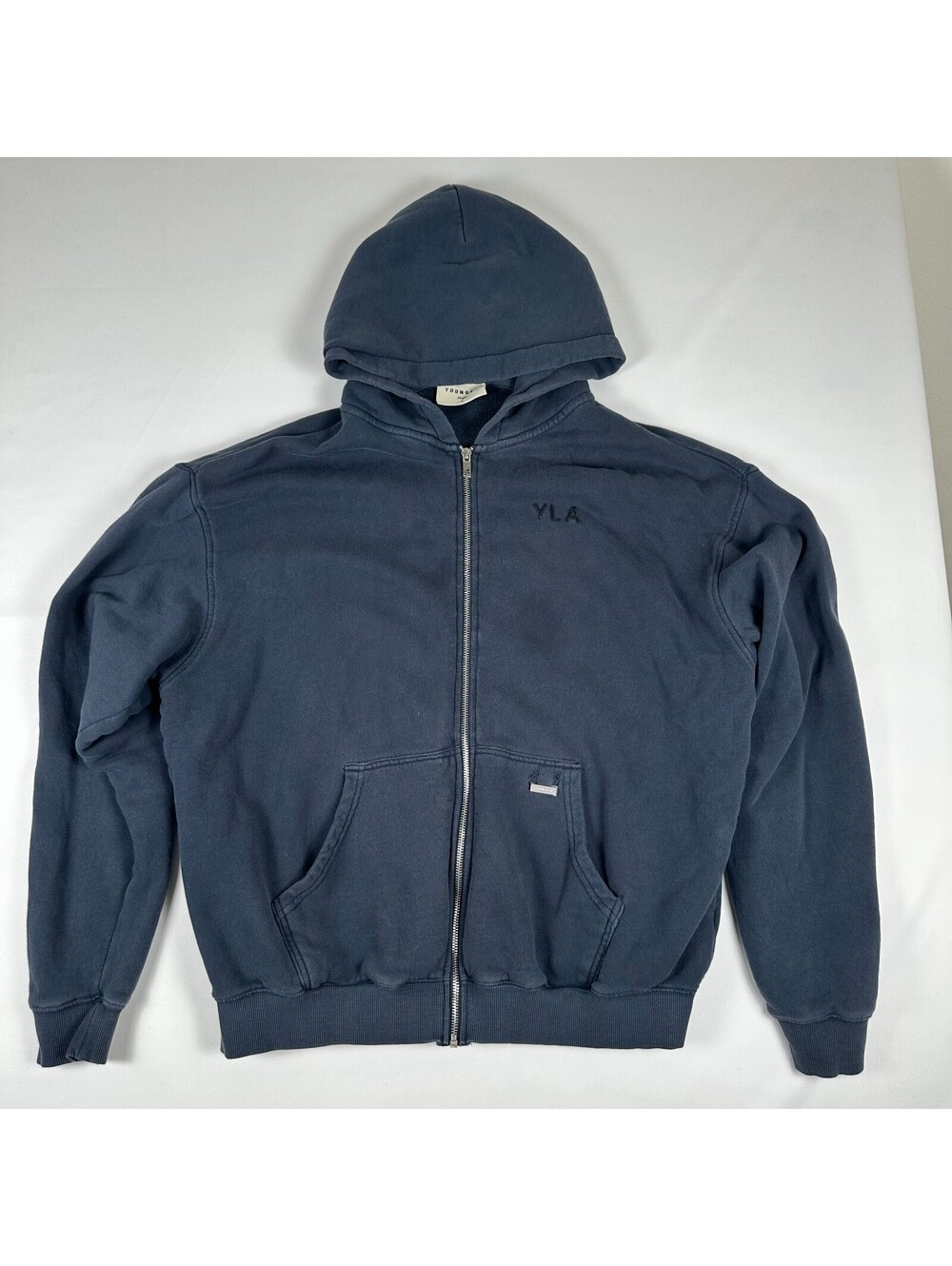 YoungLA Mens Full Zip Hoodie Size Large Navy Blue YLA Logo